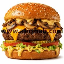 ماشروم چیزبرگر ذغالی