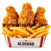 ران مرغ سوخاری ۳ تکه و سیب زمینی
